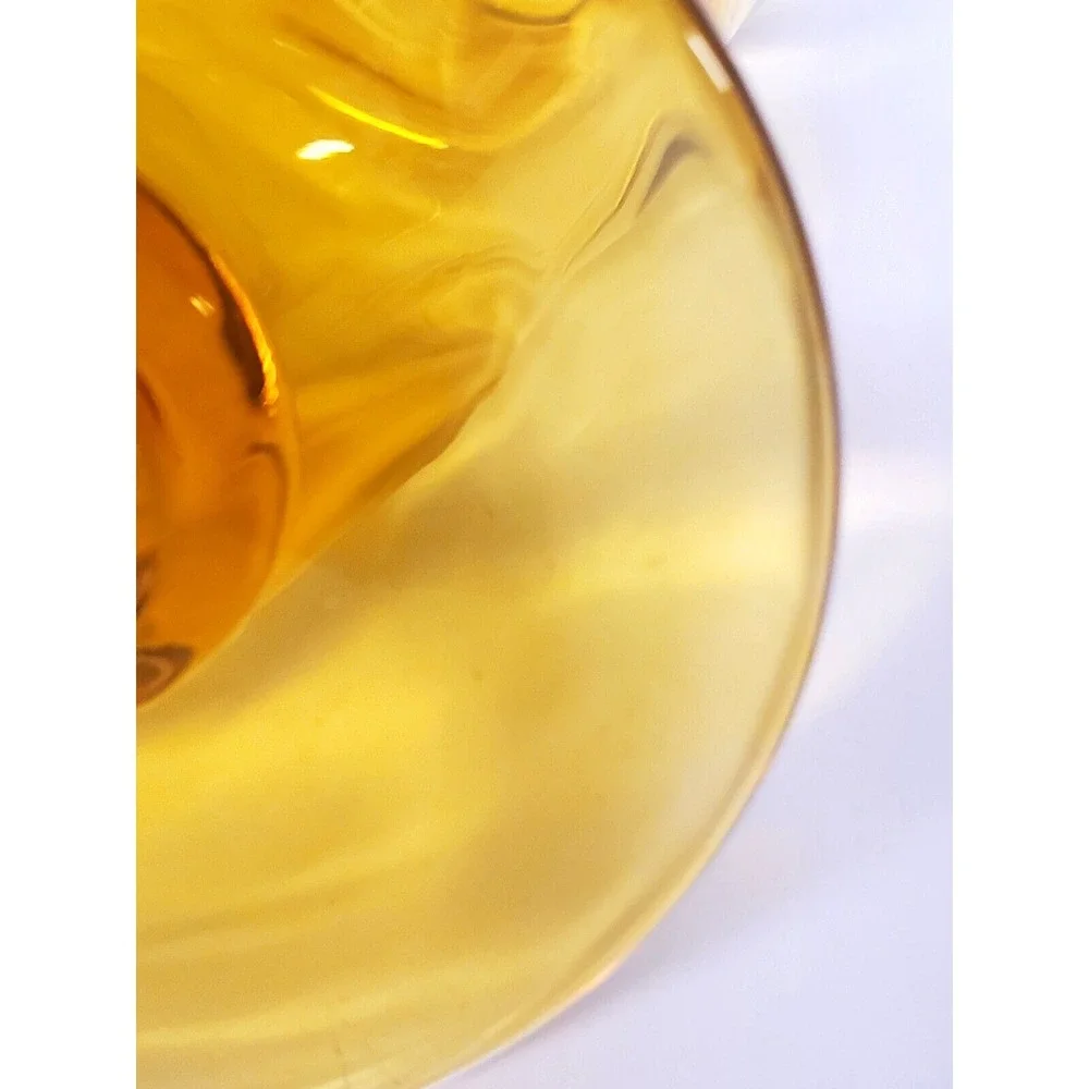 Vintage Amber Glass Vase Silver Brook Art Glass Dimpled Vase MCM